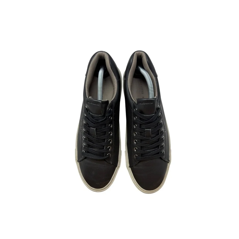 AllSaints Underground LT Sneaker Mens 9 Black Leather Low Top Logo Trainers